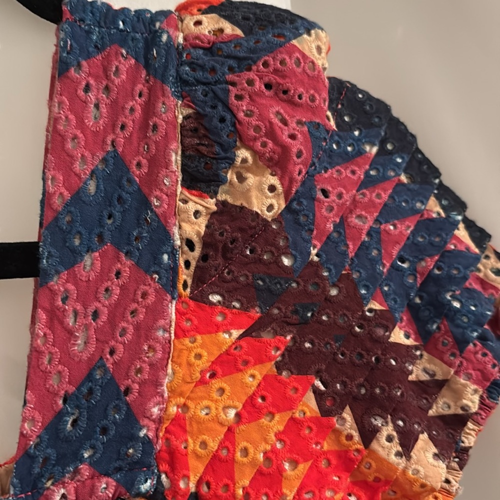 FARM Rio Lindeza Grafica Mini Dress XS | Puff Sleeve Square Neck Boho Print - Picture 8 of 9